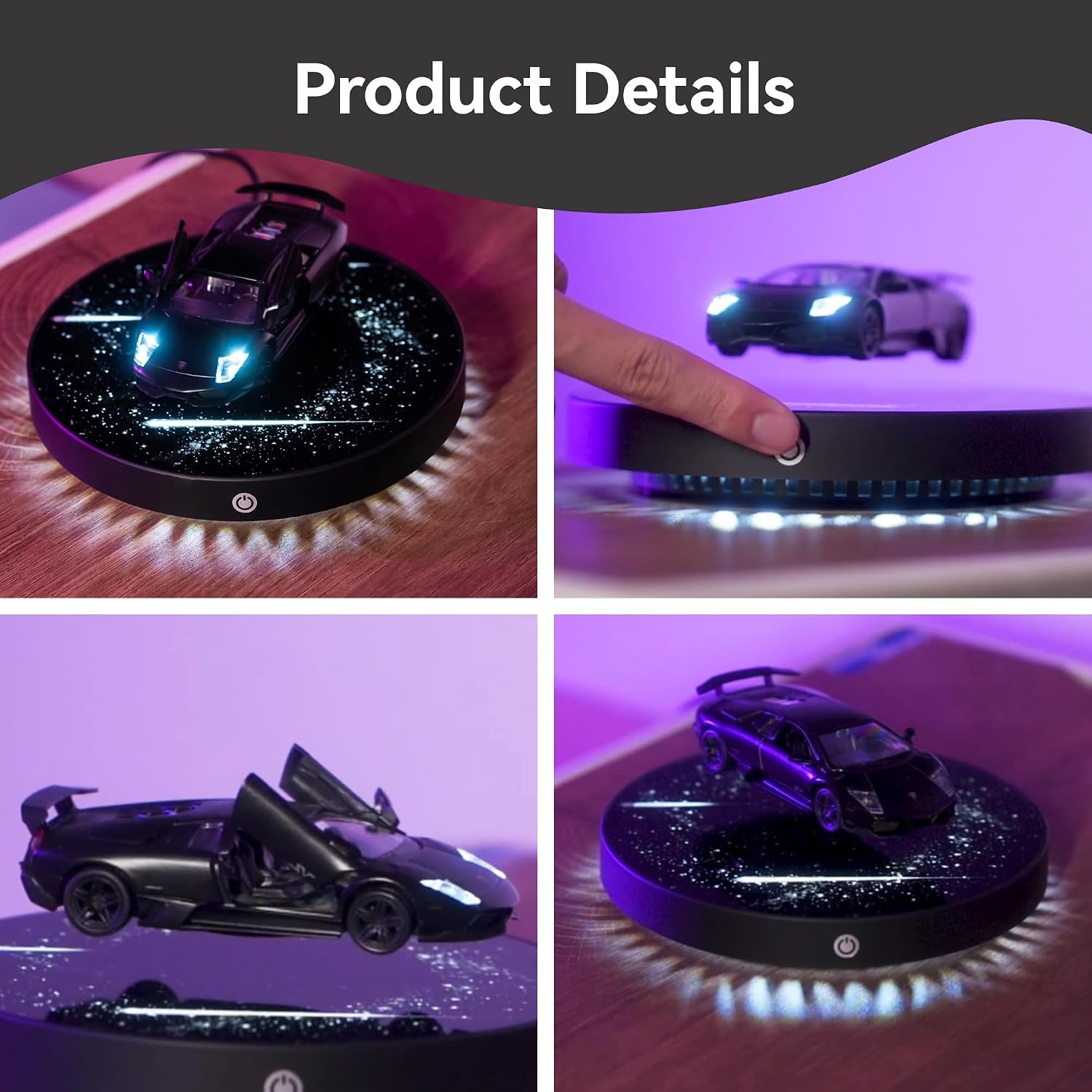 Magnetic Levitation Car, Levitating Display Model Car, Levitating Decor, 360°Rotating with Touch Control for Home Office Desk Decor, Cool Tech Gift for Men