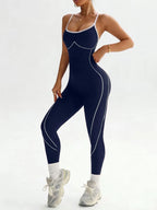 Women'S Seamless High Stretch Knit Halter Sporty Jumpsuit Tight Fit Nine-Quarter Pants, Back Cross Shoulder Straps, Outdoor Cycling Gym Yoga Daily Wear Sports Jumpsuits Workout Jumpsuits Sportswear Jumpsuit