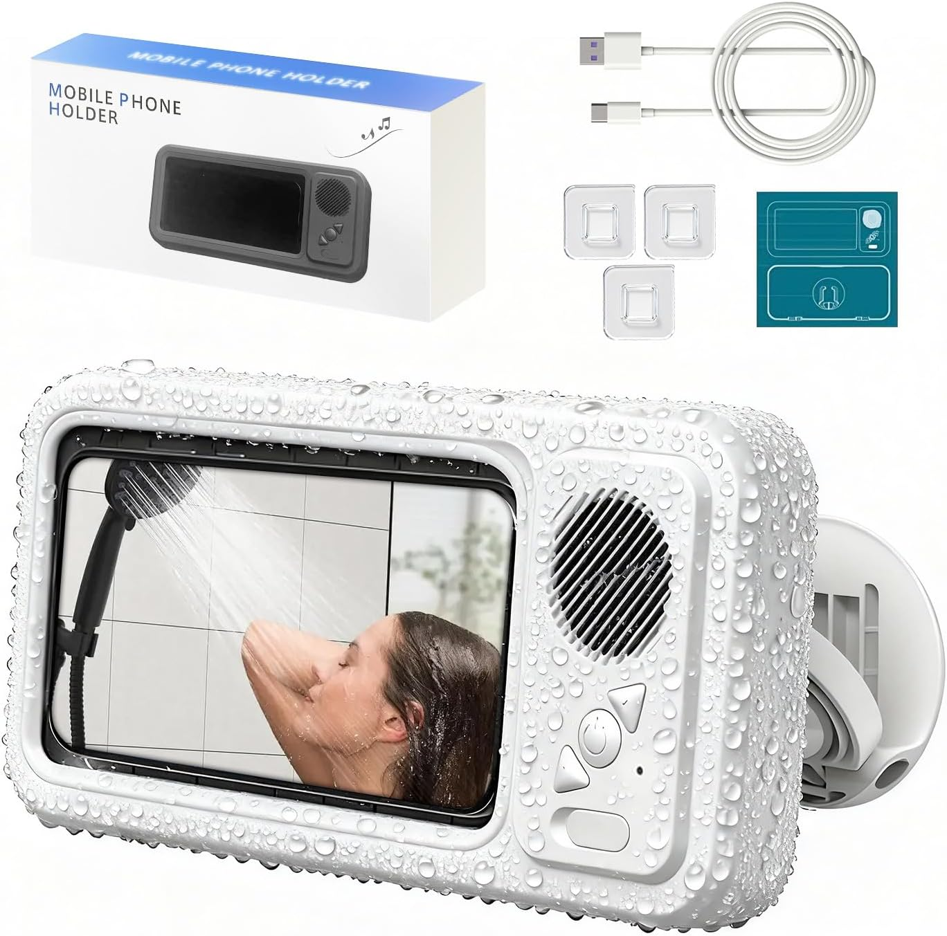 BYS AquaView™ Shower Phone Holder with Bluetooth Speaker