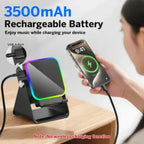 5 in 1 Auto-Induction Wireless Induction Speaker Portable Bluetooth Phone Holder 8 Mode RGB Light Phone Stand Surround Sound