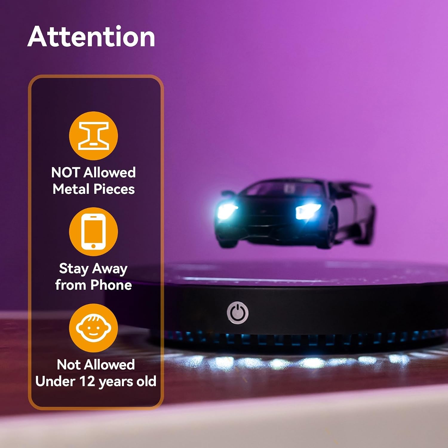 Magnetic Levitation Car, Levitating Display Model Car, Levitating Decor, 360°Rotating with Touch Control for Home Office Desk Decor, Cool Tech Gift for Men