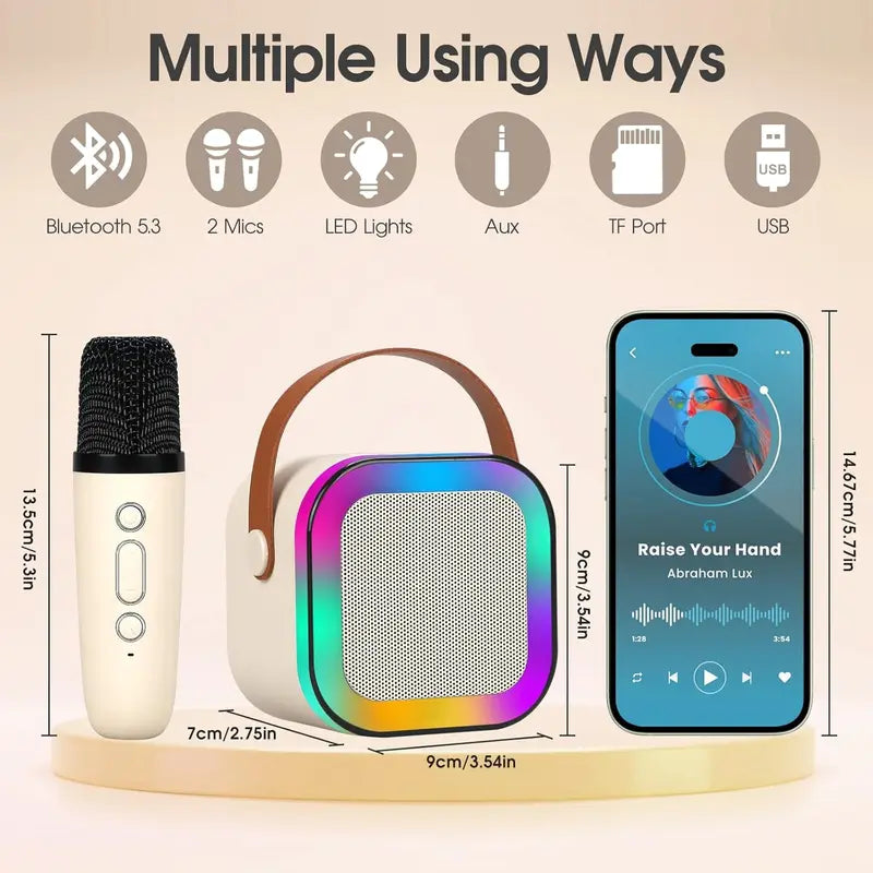 Mini Karaoke Machine With 2 Wireless Microphones