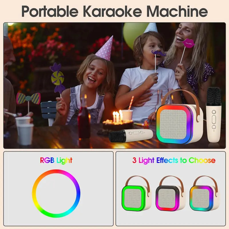 Mini Karaoke Machine With 2 Wireless Microphones